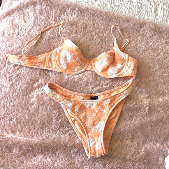 triangl swimwear Other - Triangl Lina Bikini - Peach (Orange Floral) cheeky